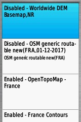 Disable or enable maps in Map settings on the 64s