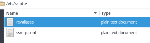 Image of my ssmtp folder in /etc/