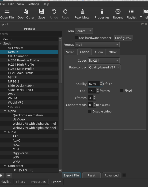 SET to : Default. 67% in Codec Quality settings, then Export file
This will fix your Gopro upside down videos