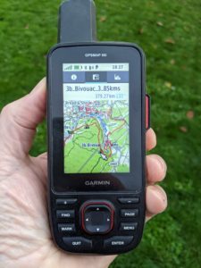 Garmin 66i and details of a trace that I uploaded to it.