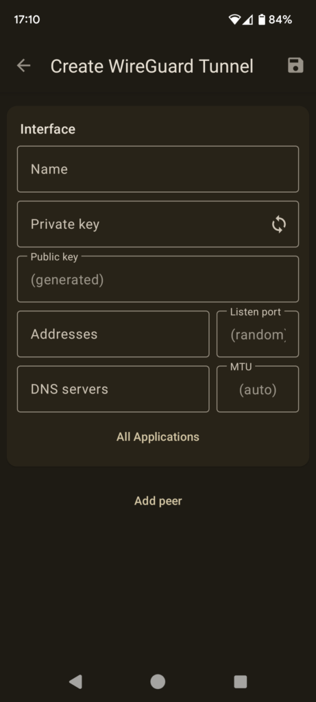 Create an account WireGuard on a  Android phone for Remote accessing Home Assistant from your phone